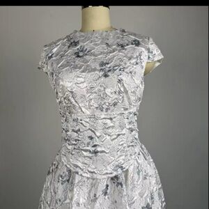 Elegant Gray Floral Corset Dress